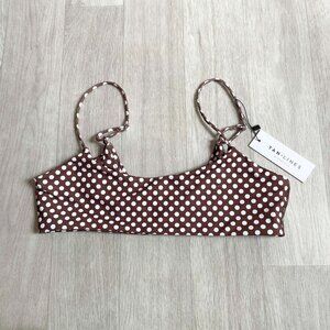 Tan + Lines Polka Dot Sedona Top Brown White Size Medium NEW NWT
